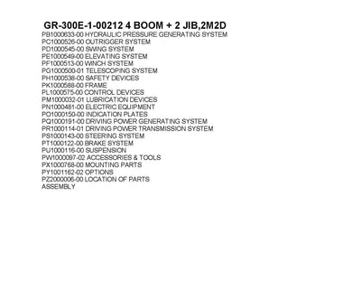 Tadano GR-300E-1-00212 Crane Parts Manual - PDF Download