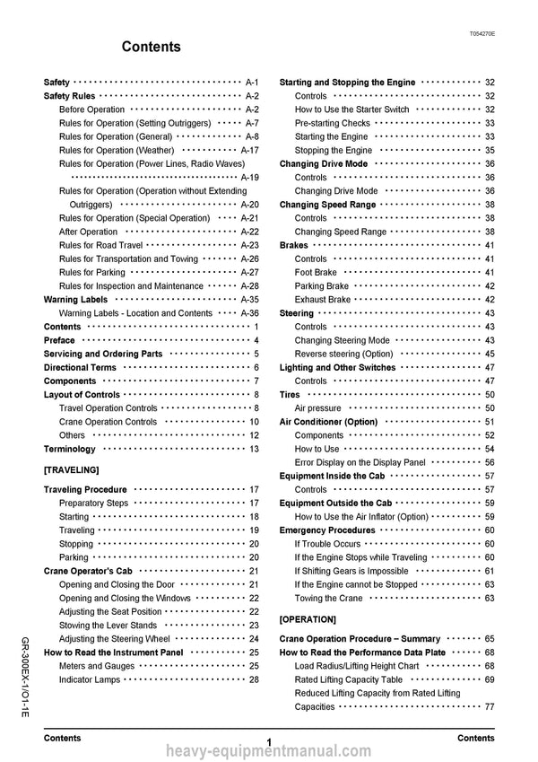 Tadano GR-300EX-1 Crane Operation & Maintenance Manual - PDF Download