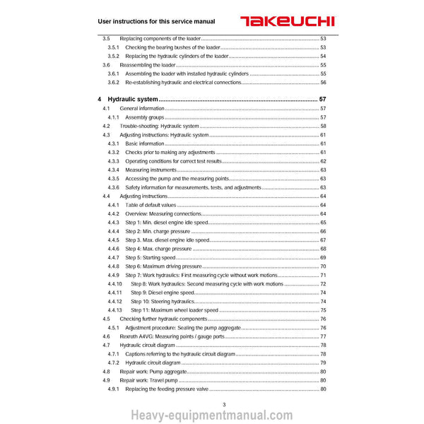 Takeuchi TW40 Wheel Loader (8063201) Service Manual PDF