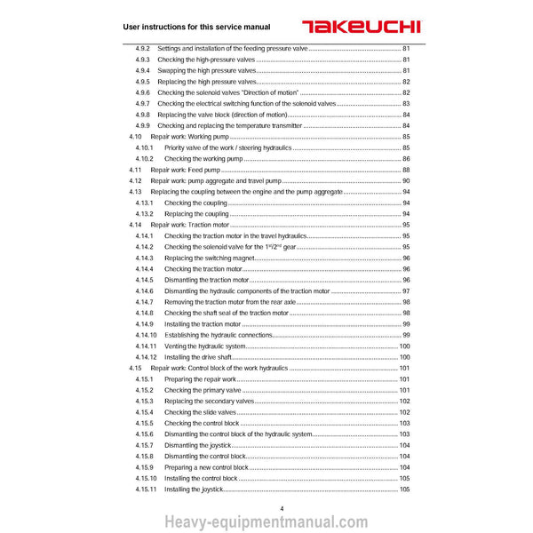 Takeuchi TW40 Wheel Loader (8063201) Service Manual PDF