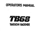 Takeuchi TB68 Backhoe Operator Manual Download