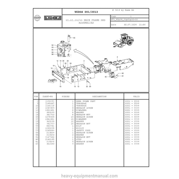 Hamm 311 H2.04 Soil Compactor (2169748) Parts Manual PDF