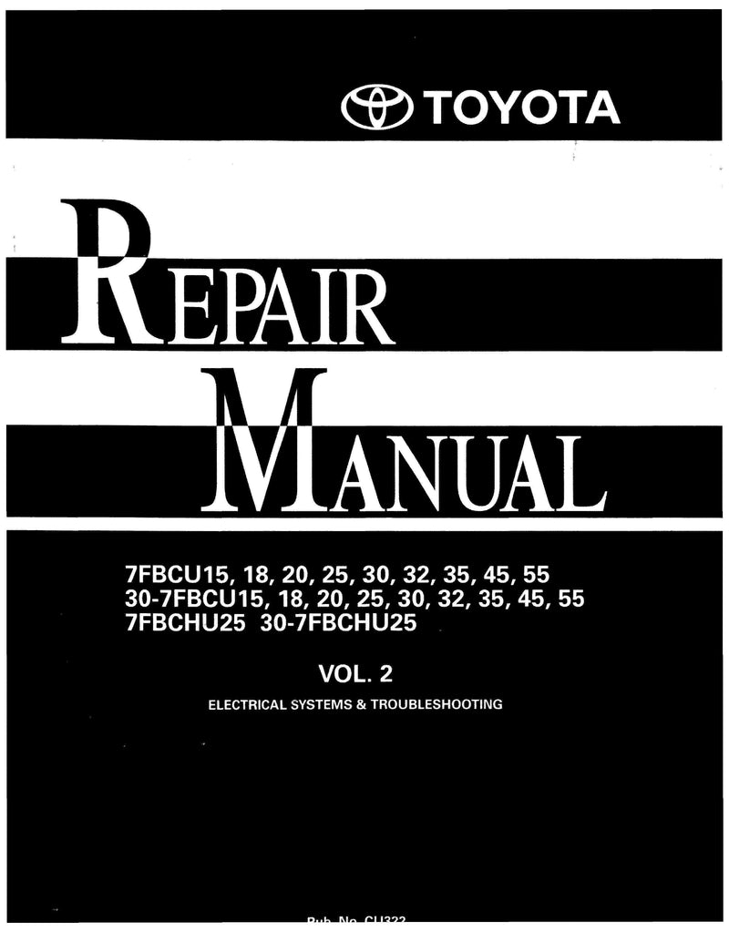 Toyota 7FBCU15-55 Vol 2 Forklift Service Repair Manual