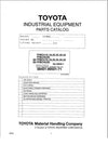 Toyota Forklift 7FBCHU25 Parts Manual