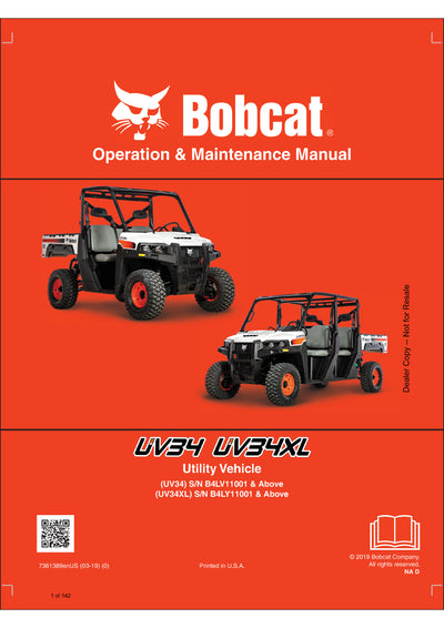 Bobcat UV34 Utility Vehicle Operation And Maintenance Manual - PDF Download 