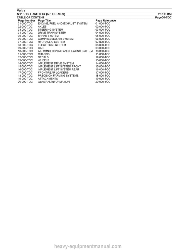 DOWNLOAD - VALTRA N113H3 TRACTOR (N3 SERIES) PARTS MANUAL