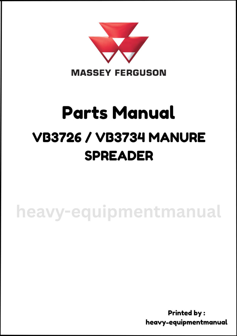 Massey Ferguson VB3726 / VB3734 MANURE SPREADER Parts Manual - Download PDF