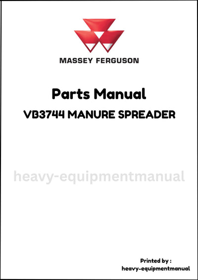 Massey Ferguson VB3744 MANURE SPREADER Parts Manual - Download PDF