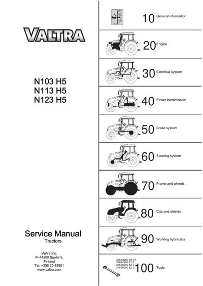 Valtra N103H5, N113H5, N123H5 Tractor PDF Service Manual Download 