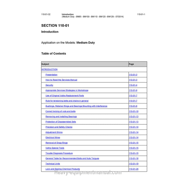 Valtra Tractor BM85 BM100 BM110 BM120 BM125i Service Manual PDF