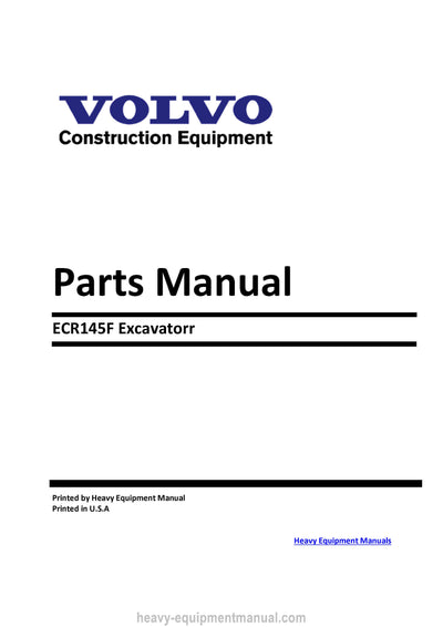 Volvo ECR145F Excavator Parts Manual