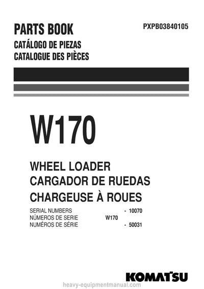 Komatsu W170-1(JPN) Wheel Loader Parts Manual SN 10070-UP