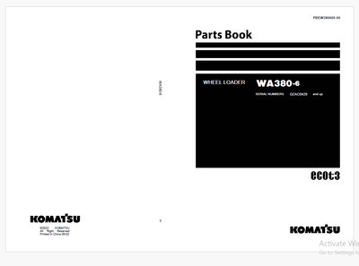 Komatsu WA380-6 for Brazil Wheel Loader Parts Manual SN DZAC0429-UP