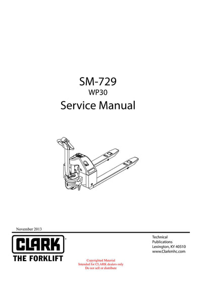 Clark WP 30 (SM-729) Forklift Service Manuak Manual - PDF Download