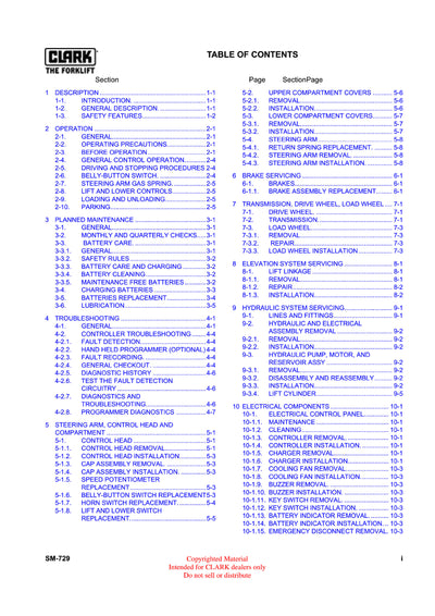 Clark WP 30 (SM-729) Forklift Service Manuak Manual - PDF Download
