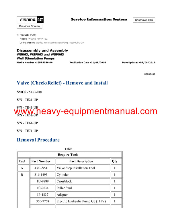 DOWNLOAD CATERPILLAR WS063 PUMP SERVICE REPAIR MANUAL TE2