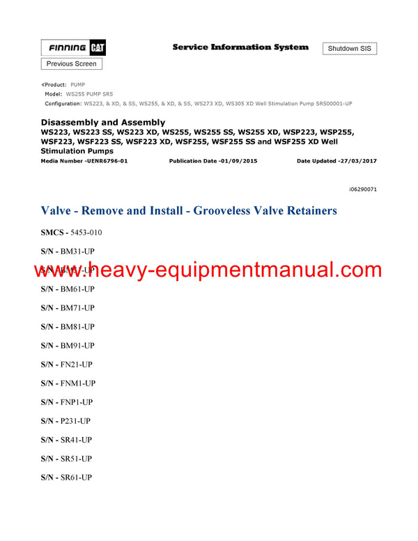 DOWNLOAD CATERPILLAR WS255 PUMP SERVICE REPAIR MANUAL SR5