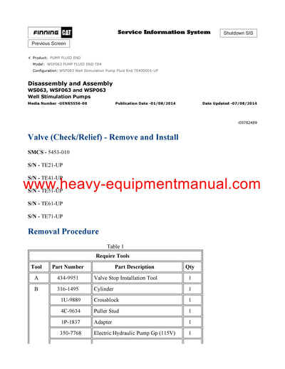 DOWNLOAD CATERPILLAR WSF063 PUMP FLUID END SERVICE REPAIR MANUAL TE4