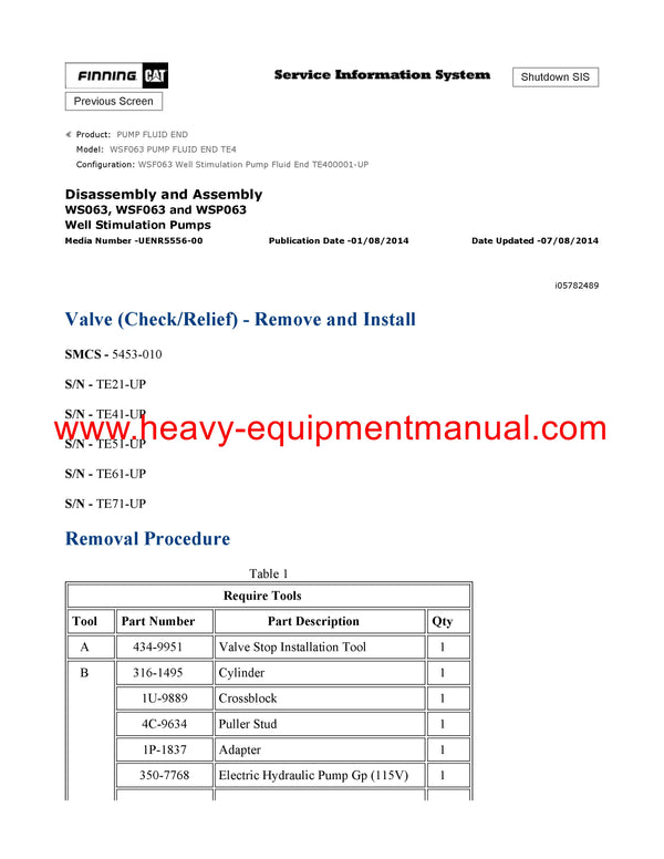 DOWNLOAD CATERPILLAR WSF063 PUMP FLUID END SERVICE REPAIR MANUAL TE4