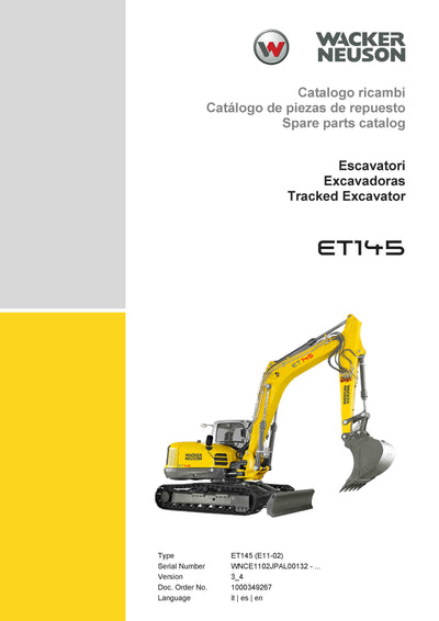 Wacker Neuson ET145 Tracked Excavator Parts Manual - PDF Download