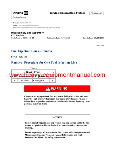DOWNLOAD CATERPILLAR XQP150 GENERATOR SET SERVICE REPAIR MANUAL PJE