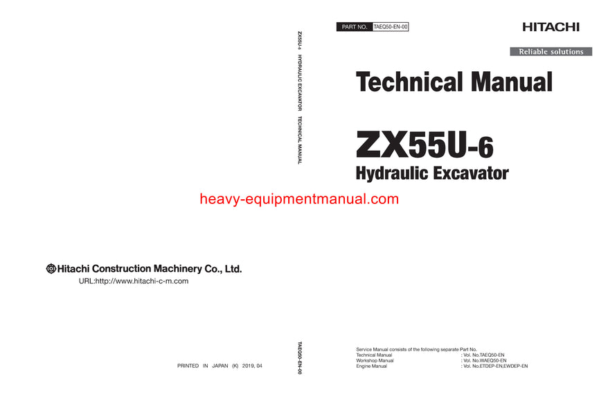 Download Hitachi ZX55U-6 Hydraulic Excavator Workshop Service Manual