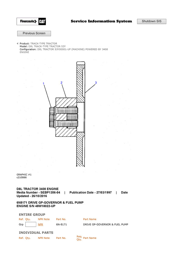 DOWNLOAD CATERPILLAR 8A BULLDOZER PARTS MANUAL