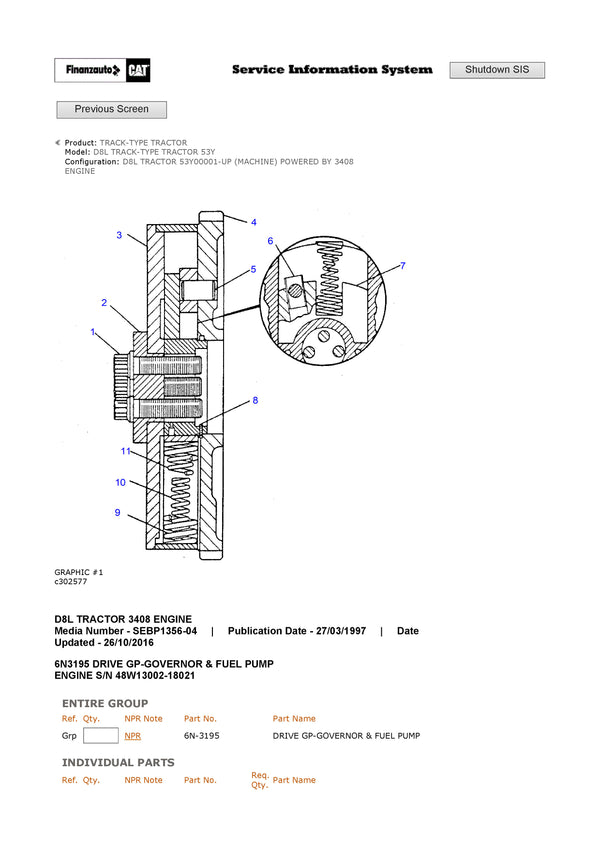 DOWNLOAD CATERPILLAR 8A BULLDOZER PARTS MANUAL