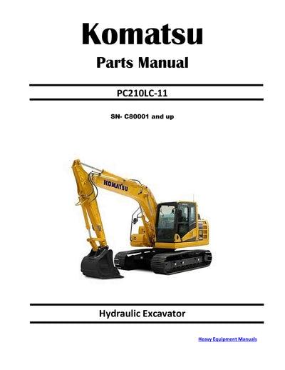 Download Komatsu PC210LC-11 Hydraulic Excavator Parts Manual C80001 and up