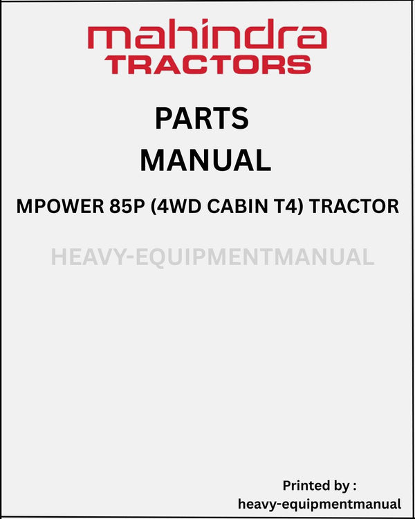 Mahindra mPower 85P (4WD Cabin T4) Tractor Parts Manual - PDF Download