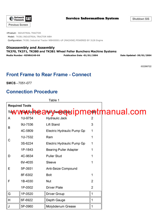 DOWNLOAD CATERPILLAR TK381 INDUSTRIAL TRACTOR SERVICE REPAIR MANUAL WBH