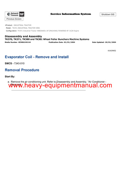 DOWNLOAD CATERPILLAR TK371 INDUSTRIAL TRACTOR SERVICE REPAIR MANUAL WBG