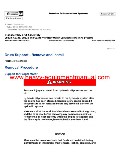 DOWNLOAD CATERPILLAR CB-22B COMPACTOR SERVICE REPAIR MANUAL 419