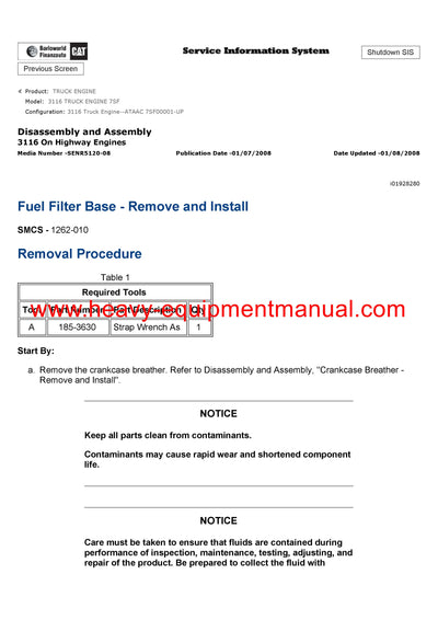 Download Caterpillar 3116 TRUCK ENGINE Full Complete Service Repair Manual 7SF