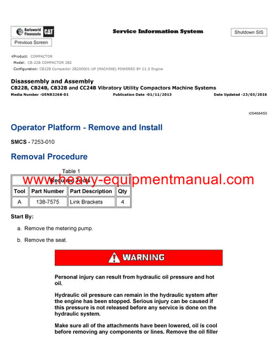 DOWNLOAD CATERPILLAR CB-22B COMPACTOR SERVICE REPAIR MANUAL 2B2