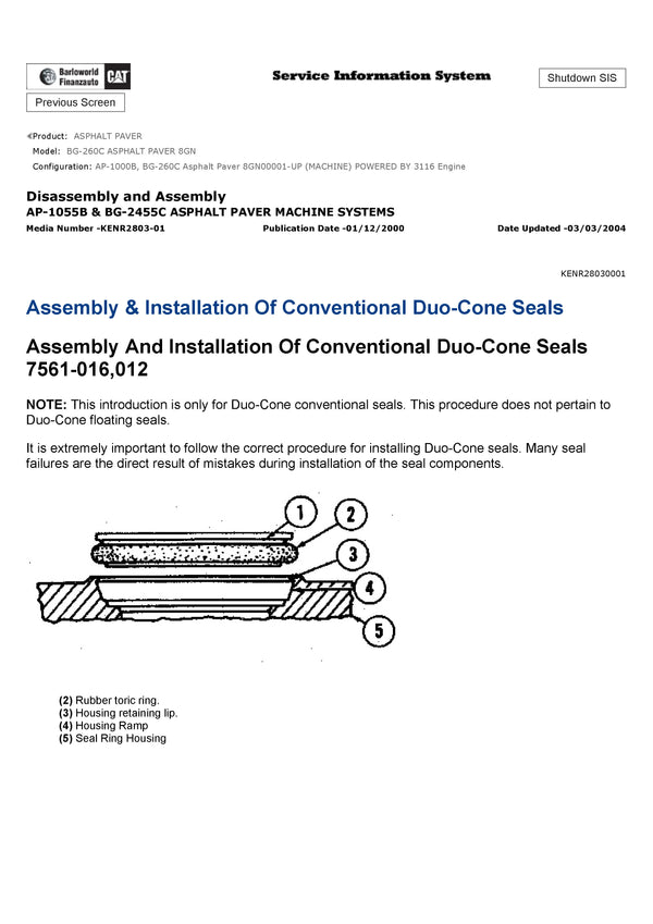 Download Caterpillar BG-260C ASPHALT PAVER Service Repair Manual 8GN