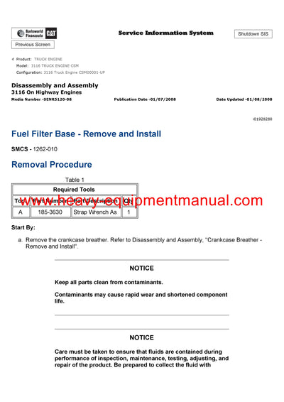 DOWNLOAD CATERPILLAR 3116 TRUCK ENGINE SERVICE REPAIR MANUAL CSM