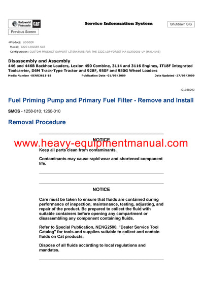 DOWNLOAD CATERPILLAR 322C LOGGER SERVICE REPAIR MANUAL SLX