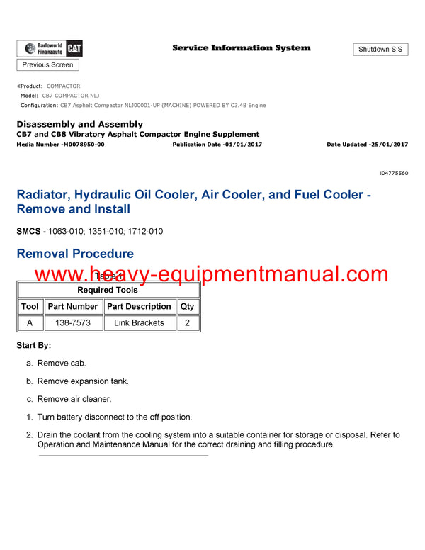 DOWNLOAD CATERPILLAR CB7 COMPACTOR SERVICE REPAIR MANUAL NLJ