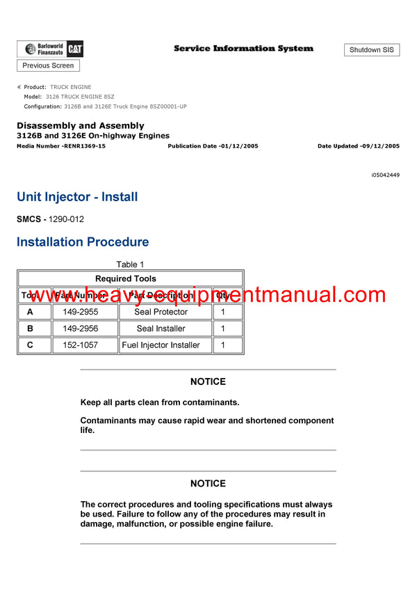DOWNLOAD CATERPILLAR 3126 TRUCK ENGINE SERVICE REPAIR MANUAL 8SZ