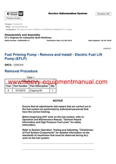 DOWNLOAD CATERPILLAR 548 EXCAVATOR SERVICE REPAIR MANUAL SFZ