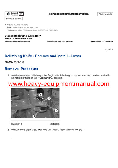 DOWNLOAD CATERPILLAR HH44 DE HARVESTER HEAD SERVICE REPAIR MANUAL RMB