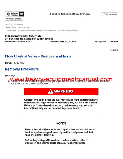 DOWNLOAD CATERPILLAR CB15 COMPACTOR SERVICE REPAIR MANUAL M94