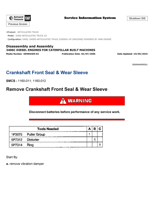 Download Caterpillar D40D ARTICULATED TRUCK Service Repair Manual 2JJ