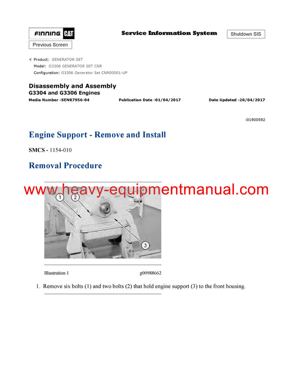 Download Caterpillar G3306 GENERATOR SET Service Repair Manual CNR
