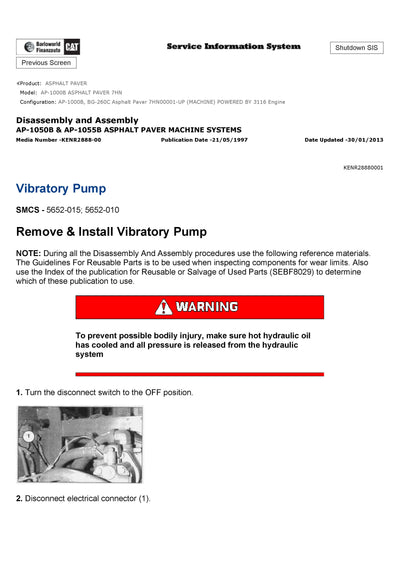 CATERPILLAR AP-1000B ASPHALT PAVER Full Complete SERVICE REPAIR MANUAL 7HN