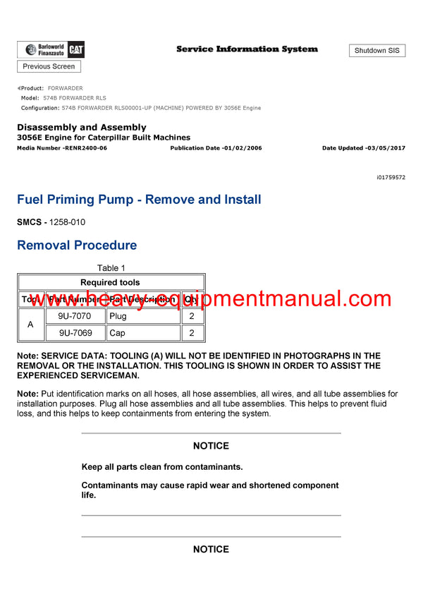 Manual Rls DOWNLOAD CATERPILLAR 574B FORWARDER SERVICE REPAIR MANUAL RLS – Heavy ...