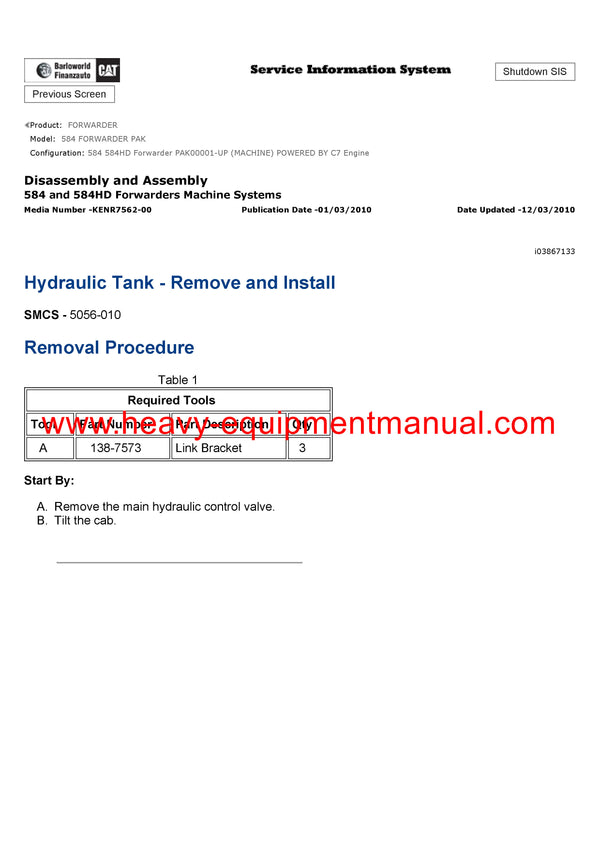 DOWNLOAD CATERPILLAR 584 FORWARDER SERVICE REPAIR MANUAL PAK