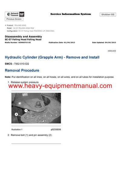 Download Caterpillar SC-57 FELLING HEAD Service Repair Manual PAW