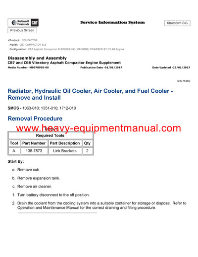 DOWNLOAD CATERPILLAR CB7 COMPACTOR SERVICE REPAIR MANUAL EL5